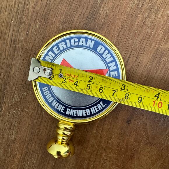 Budweiser American Owned Born Here Brewed Here Gold Beer Tap handle Finial - Picture 2 of 5
